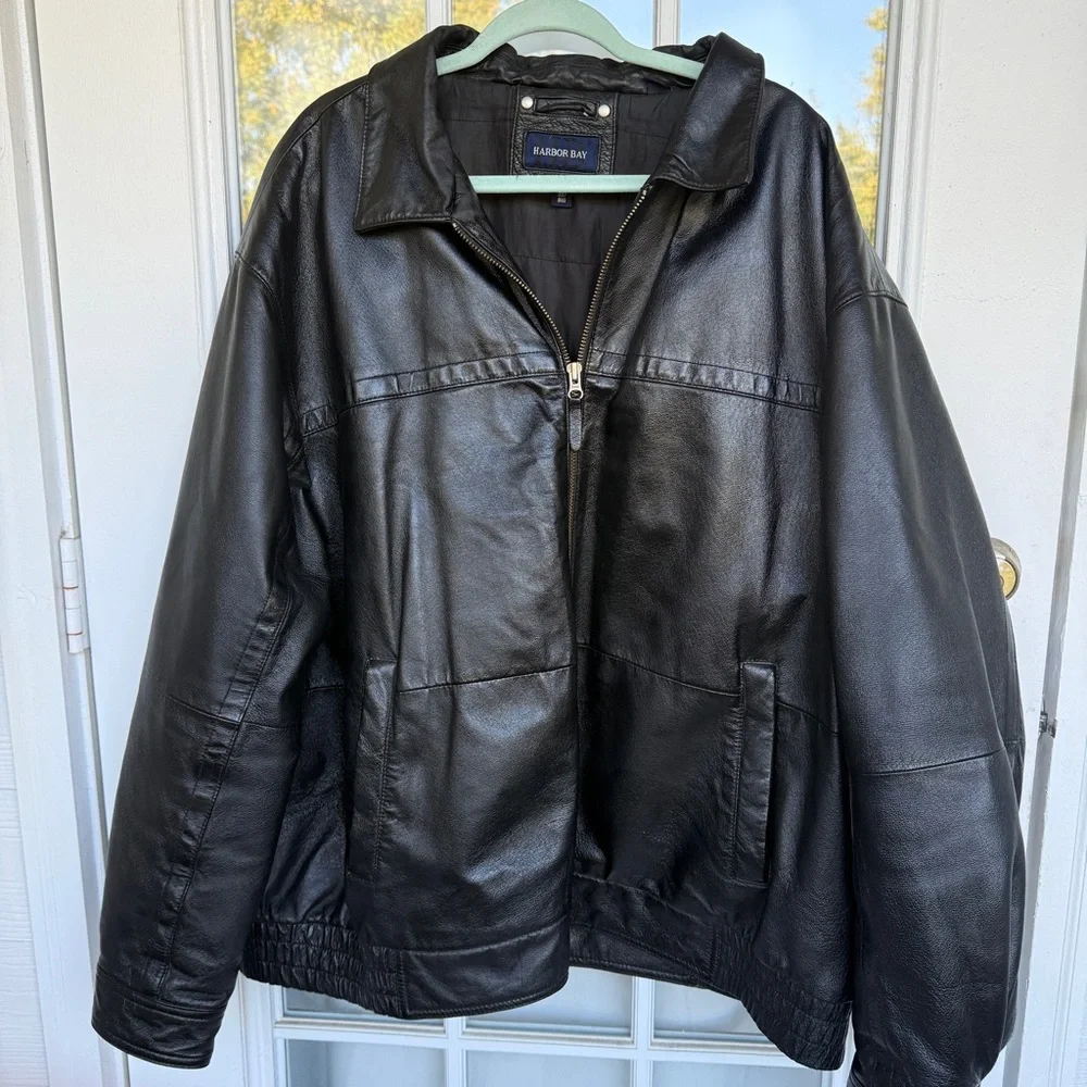 VYG Harbor Bay Men’s Genuine Leather Jacket | Black | 3XL | Classic‎ Zip-Up Coat - Picture 2 of 16